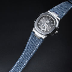 维瑞亚牛仔布真皮表带适用于百达翡丽鹦鹉螺5726钢带款