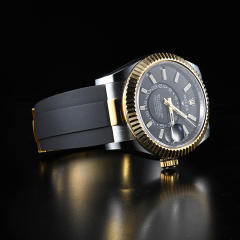 【22K间金头粒+无减震胶带】维瑞亚Vagenari橡胶表带适用于劳力士纵航者42mm含外置头粒 ref.336933