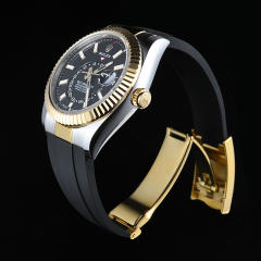 【22K间金头粒+无减震胶带】维瑞亚Vagenari橡胶表带适用于劳力士纵航者42mm含外置头粒 ref.336933