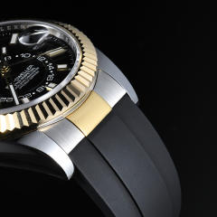 【22K间金头粒+无减震胶带】维瑞亚Vagenari橡胶表带适用于劳力士纵航者42mm含外置头粒 ref.336933