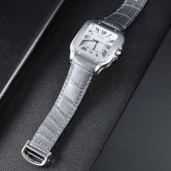 维瑞亚VAGENARI美洲鳄鱼皮表带一键快拆适用于卡地亚山度士39.8mm