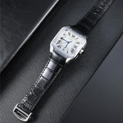 维瑞亚VAGENARI美洲鳄鱼皮表带一键快拆适用于卡地亚山度士39.8mm