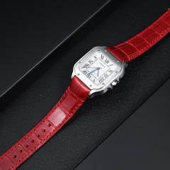 维瑞亚美洲鳄鱼皮表带一键快拆适用于卡地亚山度士表径35.1mm