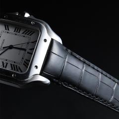 维瑞亚美洲鳄鱼皮表带一键快拆适用于卡地亚山度士表径35.1mm