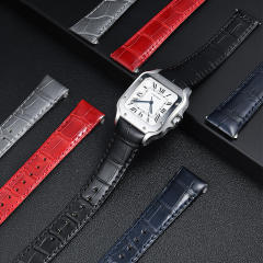 维瑞亚美洲鳄鱼皮表带一键快拆适用于卡地亚山度士表径35.1mm