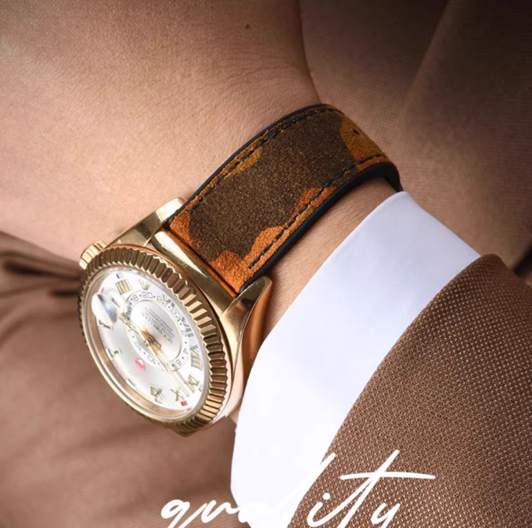 意大利进口优质的翻毛皮间胶表带 搭配维瑞亚的针扣