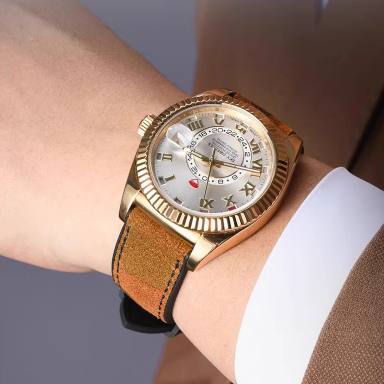 意大利进口优质的翻毛皮间胶表带 搭配维瑞亚的针扣