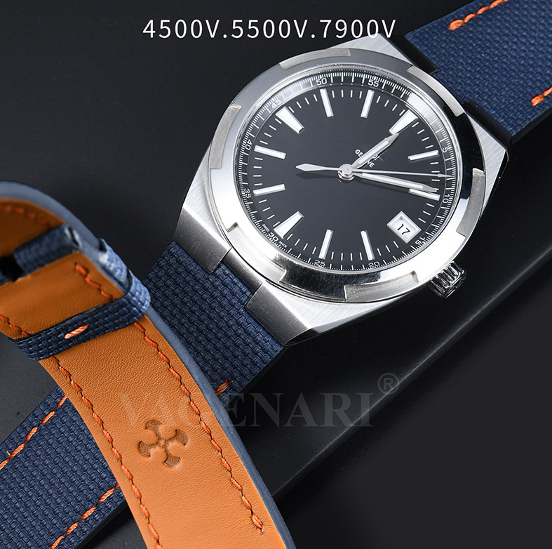 维瑞亚橡胶布纹/牛皮表带适用于纵横四海4500V.5500V.7900V