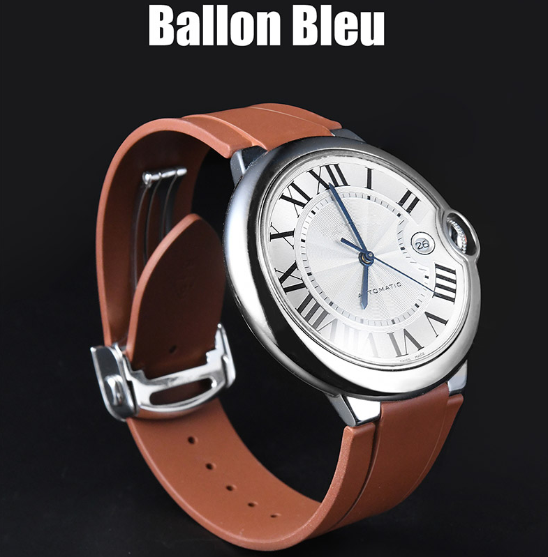 维瑞亚橡胶表带适用于卡地亚蓝气球42mm表径