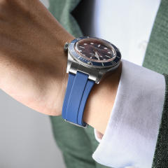 【头粒款+胶带+折叠扣】维瑞亚橡胶表带适用于帝舵1958钢壳39表径