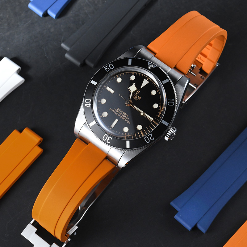 【头粒款+折叠扣】维瑞亚橡胶表带适用于帝舵54型钢壳款37表径