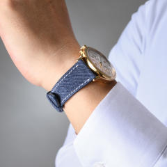 维瑞亚Jeans牛仔布纹小牛皮表带适用百达翡丽19/20/21/22mm