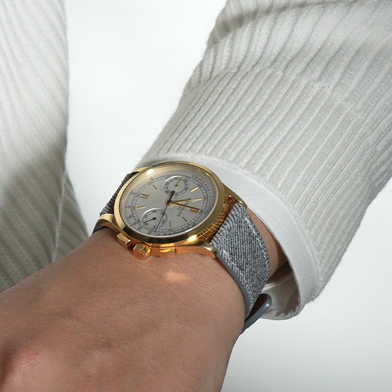 维瑞亚Jeans牛仔布纹小牛皮表带适用百达翡丽19/20/21mm