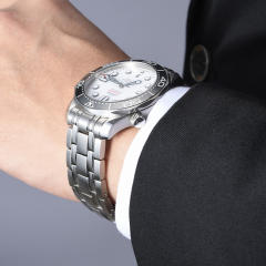 维瑞亚 不锈钢表带 适用于OMEGA欧米茄 新海马300 6点日历窗