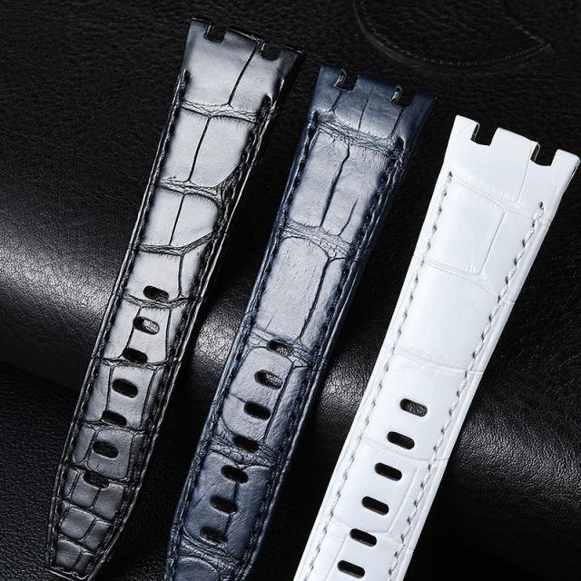 维瑞亚鳄鱼皮表带适用于AP皇家橡树离岸37mm 26048 针扣款