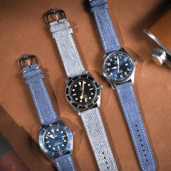 维瑞亚Jeans牛仔布纹小牛皮表带 平头通用18/19/20/21/22/23mm