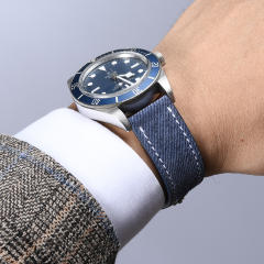 维瑞亚Jeans牛仔布纹小牛皮表带 平头通用18/19/20/21/22/23mm