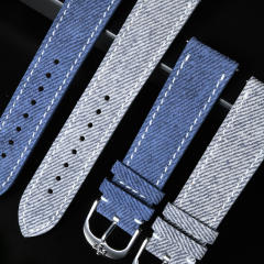 维瑞亚Jeans牛仔布纹小牛皮表带 平头通用18/19/20/21/22/23mm