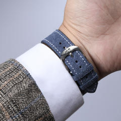 维瑞亚Jeans牛仔布纹小牛皮表带 平头通用18/19/20/21/22/23mm