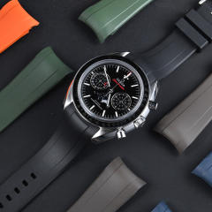 维瑞亚橡胶表带适用于欧米加超霸计时月相44.25