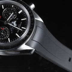 维瑞亚橡胶表带适用于欧米加超霸计时月相44.25