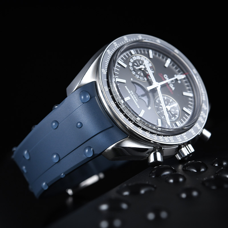 维瑞亚橡胶表带适用于欧米加超霸计时月相44.25