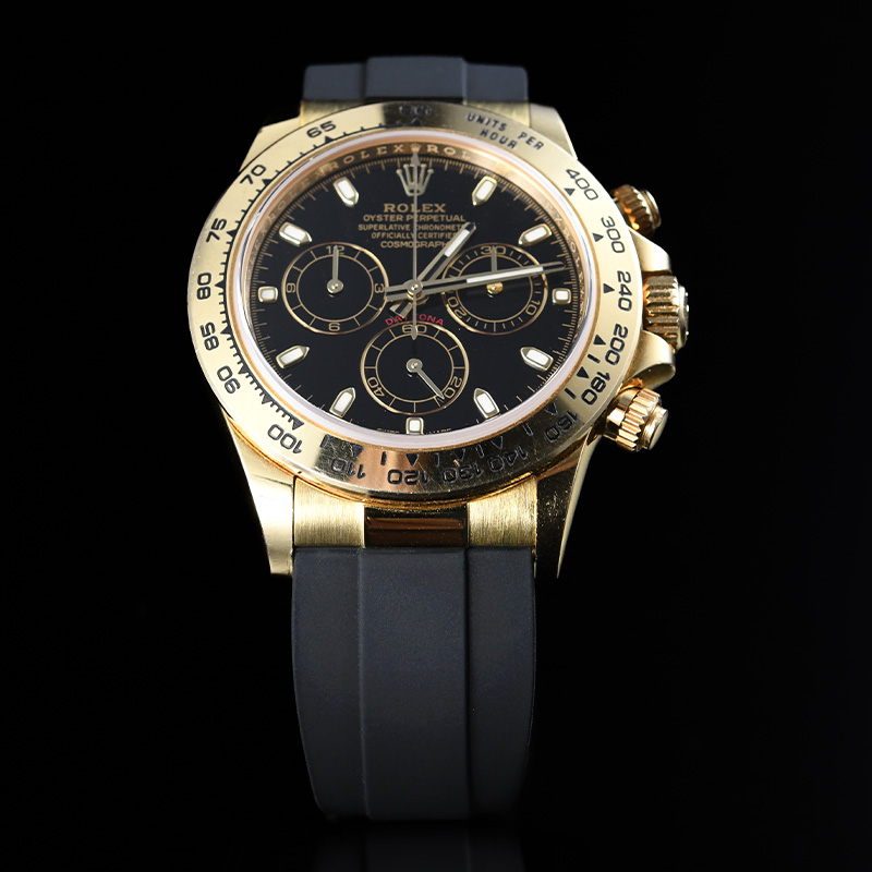 【减震胶带+22K包金头粒】橡胶表带适用于劳力士迪通拿116508