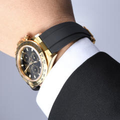 【减震胶带+22K包金头粒】橡胶表带适用于劳力士迪通拿116508