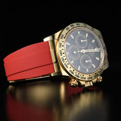 【减震胶带+22K包金头粒】橡胶表带适用于劳力士迪通拿116508