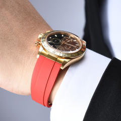 【减震胶带+22K包金头粒】橡胶表带适用于劳力士迪通拿116508