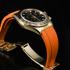 【减震胶带+22K包金头粒】橡胶表带适用于劳力士迪通拿116508