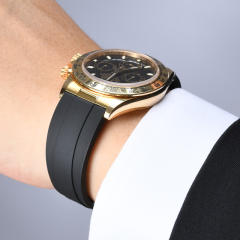 【减震胶带+22K包金头粒】橡胶表带适用于劳力士迪通拿116508