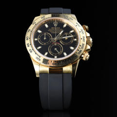 【减震胶带+22K包金头粒】橡胶表带适用于劳力士迪通拿116508