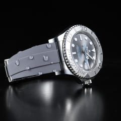 【减震胶带+904钢头粒】维瑞亚橡胶表带适用于劳力士游艇126622