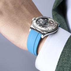 【减震胶带+904钢头粒】维瑞亚橡胶表带适用于劳力士游艇126622