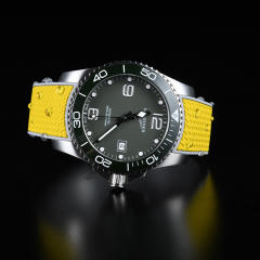 维瑞亚橡胶表带适用于浪琴康卡斯41/43mm双色胶带含折叠扣