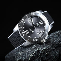 维瑞亚橡胶表带适用于浪琴康卡斯41/43mm双色胶带含折叠扣