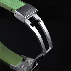 维瑞亚橡胶表带适用于浪琴康卡斯41/43mm双色胶带含折叠扣