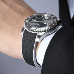 维瑞亚橡胶表带适用于浪琴康卡斯41/43mm双色胶带不含扣