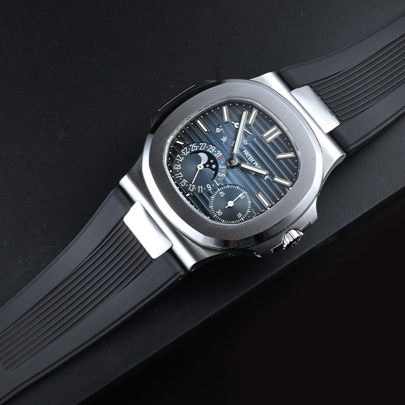 适用百达翡丽鹦鹉螺5712钢带款+904钢头粒连接件+不锈钢折叠扣