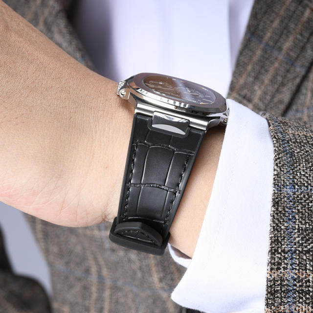 【含外置头粒】维瑞亚橡胶表带适用于百达翡丽鹦鹉螺5712钢带款