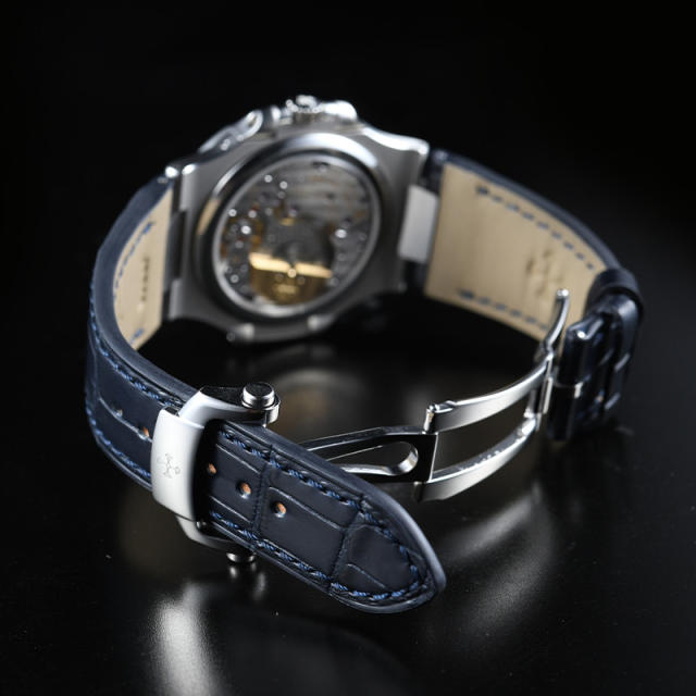 【含外置头粒+折叠扣】维瑞亚鳄鱼皮表带适用于鹦鹉螺5712钢带款