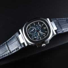 【含外置头粒+折叠扣】维瑞亚鳄鱼皮表带适用于鹦鹉螺5712钢带款