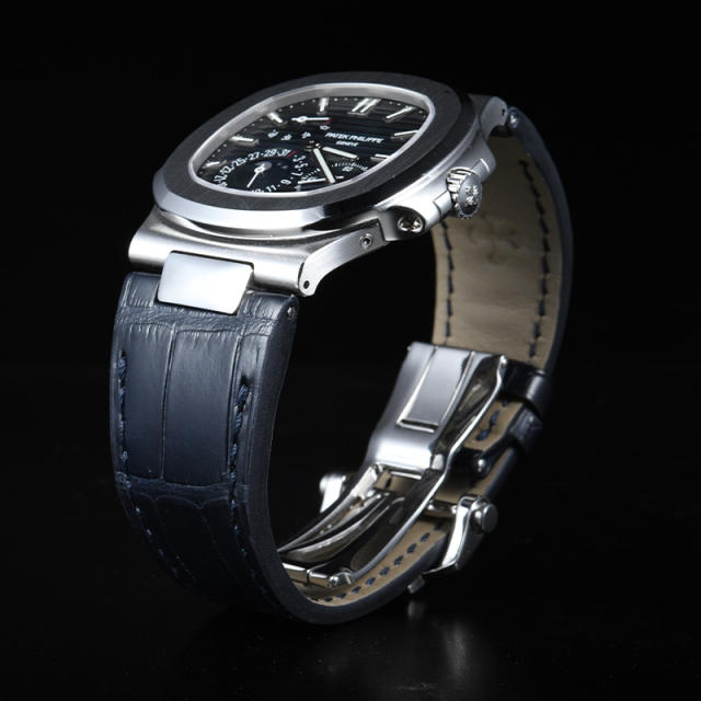 【含外置头粒+折叠扣】维瑞亚鳄鱼皮表带适用于鹦鹉螺5712钢带款