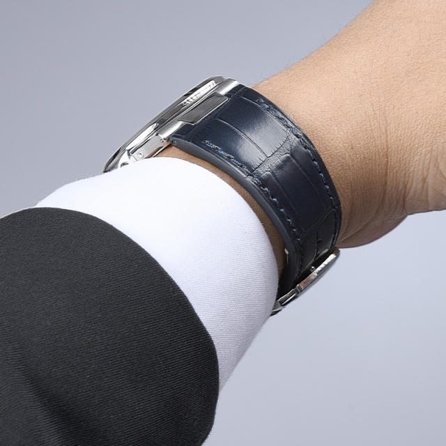 【含外置头粒+折叠扣】维瑞亚鳄鱼皮表带适用于鹦鹉螺5712钢带款