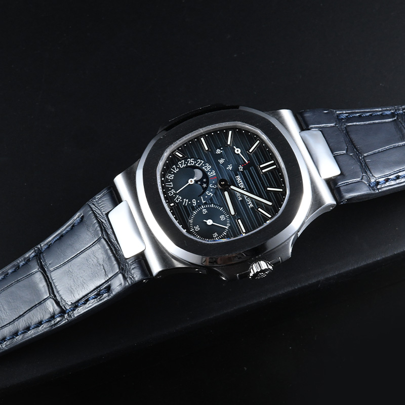 【含外置头粒+折叠扣】维瑞亚鳄鱼皮表带适用于鹦鹉螺5712钢带款