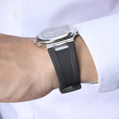 【含外置头粒+折叠扣】维瑞亚橡胶表带适用于鹦鹉螺5711钢带款