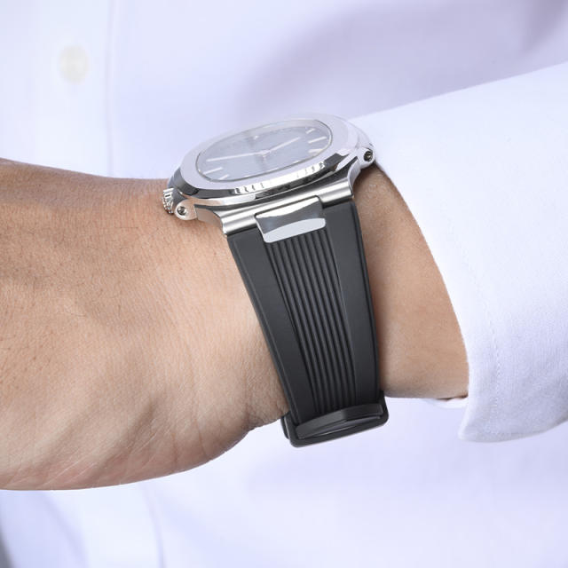 【含外置头粒+折叠扣】维瑞亚橡胶表带适用于鹦鹉螺5711钢带款