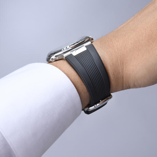 【含外置头粒+折叠扣】维瑞亚橡胶表带适用于鹦鹉螺5711钢带款