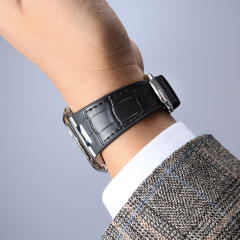 【含外置头粒+折叠扣】仿真鳄鱼皮橡胶表带适用鹦鹉螺5711钢带款